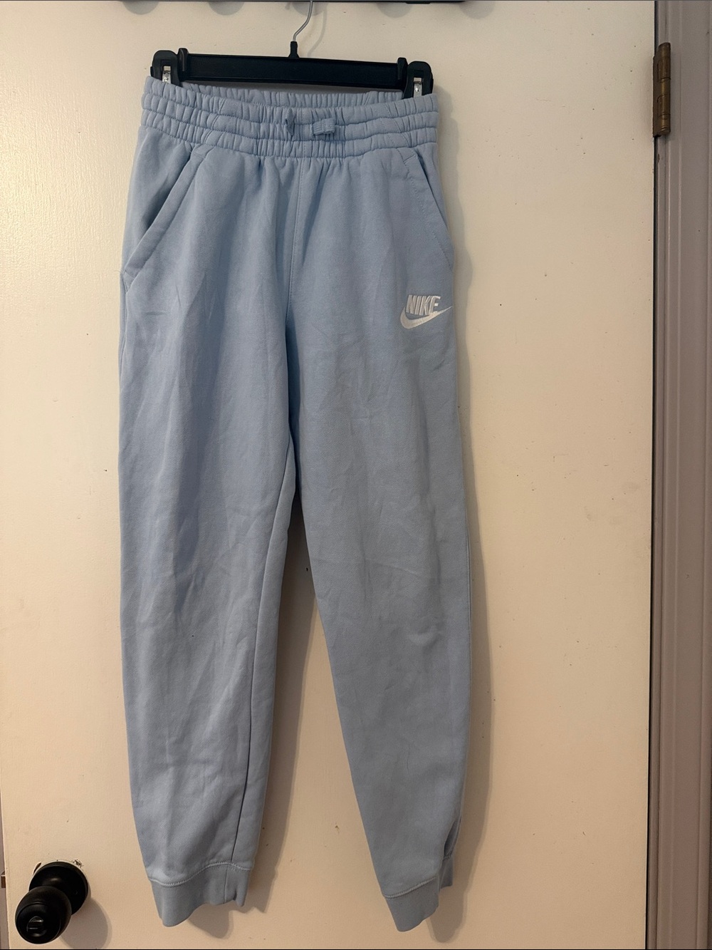 Nike Kids Light Blue Jogger Sweatpants with White Swoosh